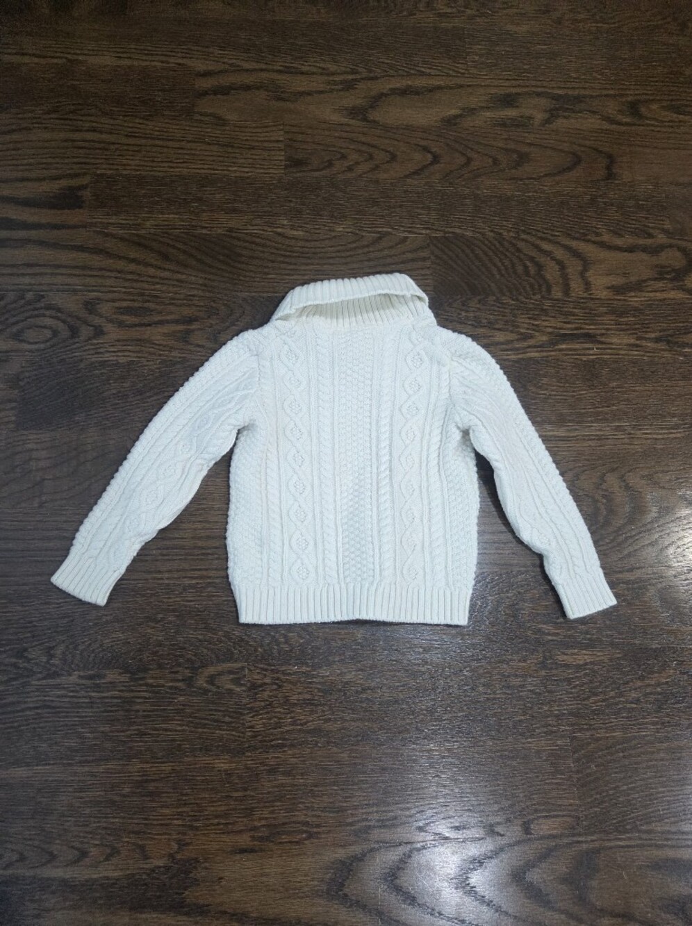 Janie and Jack Ivory Cable-Knit Shawl Collar Sweater Sz.2T(w5) - Picture 6 of 8